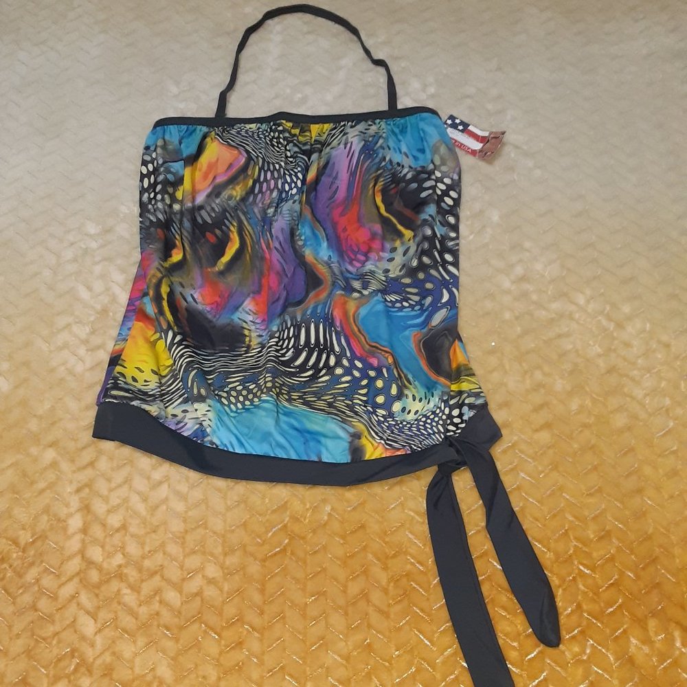 Womens Psychedelic Tankini Top Dippin' Daisy's Sz 10 NWT CUTE!